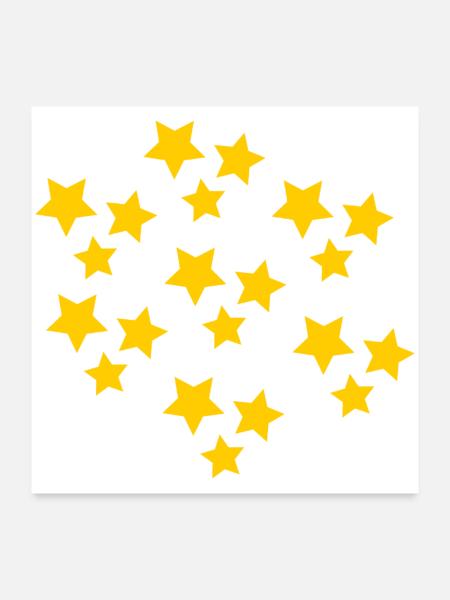 STAR. STAR. STERNE. PARTY. JAHRESTAG. WEIHNACHTEN. - Poster 60x60 cm - Weiß - Vorne