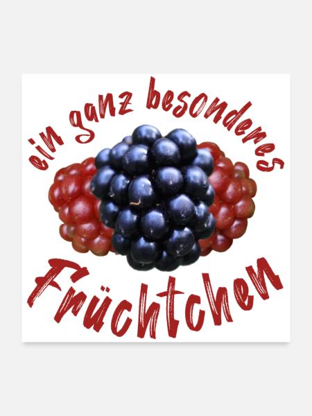 Früchtchen Brombeeren Beeren - Poster 60x60 cm - Weiß - Vorne