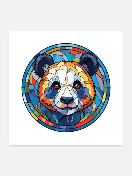 Panda Buntes Aquarell Tier Haustier Illustration - Poster 60x60 cm - Weiß - Vorne