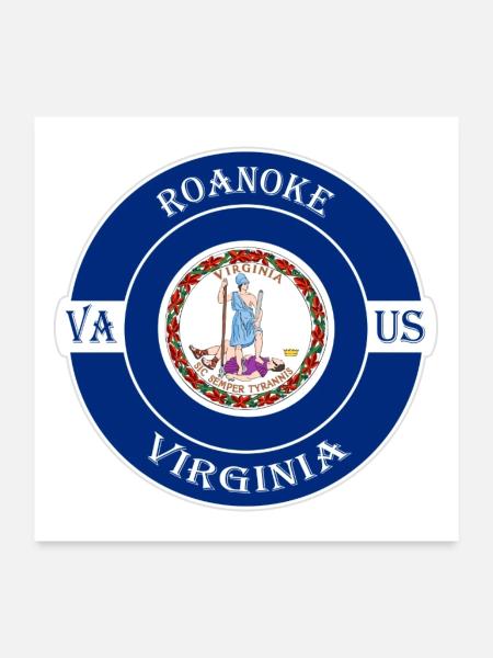 Roanoke Virginia Flagge USA Reise Souvenir Abzeichen - Poster 60x60 cm - Weiß - Vorne