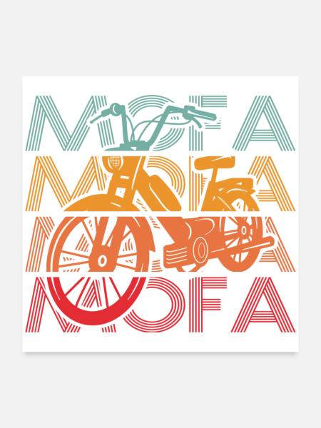 Mofa Moped Mofafahrer Mopedfahrer - Poster 60x60 cm - Weiß - Vorne