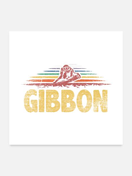 Schwungvoller Gibbon Baumakrobat - Poster 60x60 cm - Weiß - Vorne