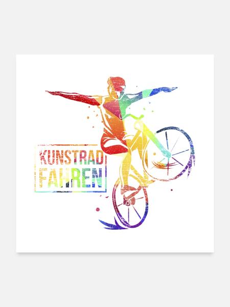 Artistisches Kunstradfahren Wettkampf - Poster 60x60 cm - Weiß - Vorne