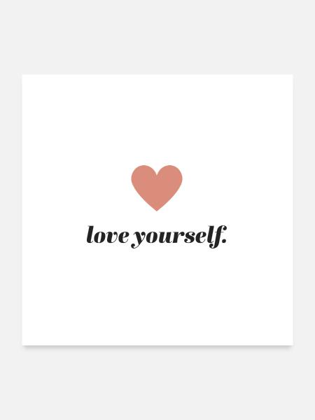 Herz Selbstliebe Schriftzug - Poster 60x60 cm - Weiß - Vorne