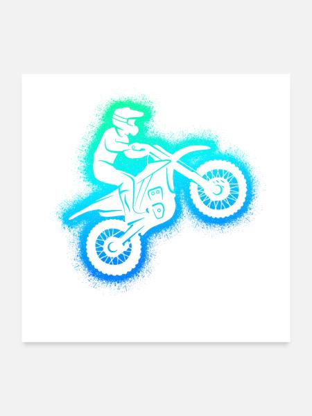 Dirt Biker Dirtbike Herren Kinder Motorcross - Poster 60x60 cm - Weiß - Vorne
