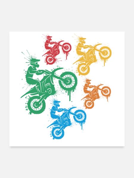 Motocross Dirtbike Motorrad Dirt Bike Kinder - Poster 60x60 cm - Weiß - Vorne