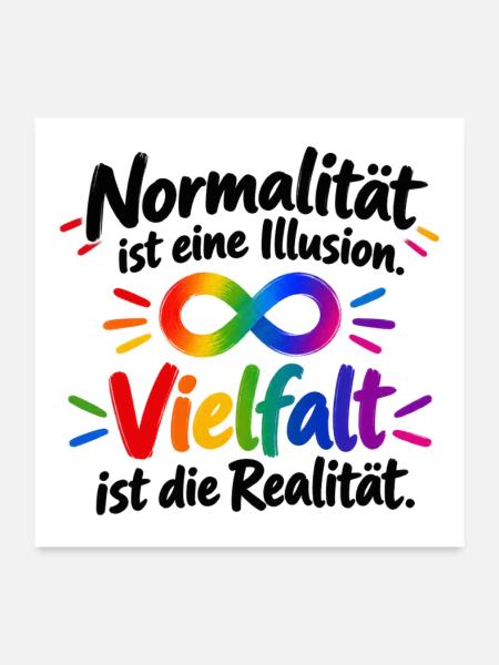 Regenbogen Infinity Vielfalt - Poster 60x60 cm - Weiß
