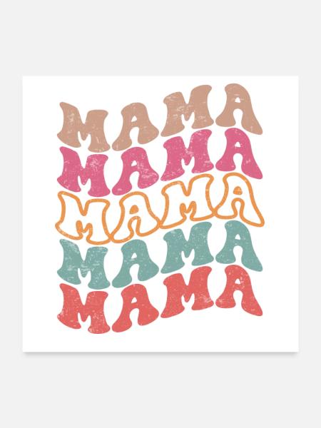 Wellige Regenbogen-Mama - Poster 60x60 cm - Weiß