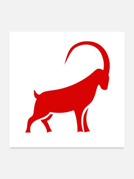Roter Widerram Silhouette für Jäger - Poster 60x60 cm - Weiß - Vorne