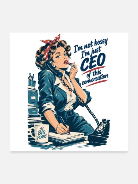 Retro Chefin: CEO of this conversation - Poster 60x60 cm - Weiß - Vorne