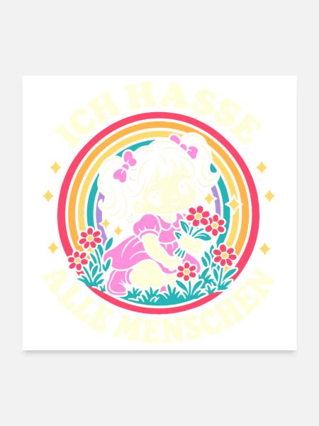Ich hasse alle Menschen – Blumenmädchen - Poster 60x60 cm - Weiß - Vorne