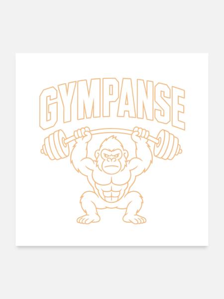 Gympanse Gewichtheber Bodybuilding - Poster 60x60 cm - Weiß - Vorne