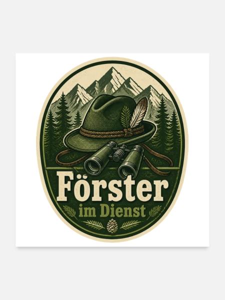 Förster im Dienst Kostüm Wald Verkleidung Fasching - Poster 60x60 cm - Weiß - Vorne