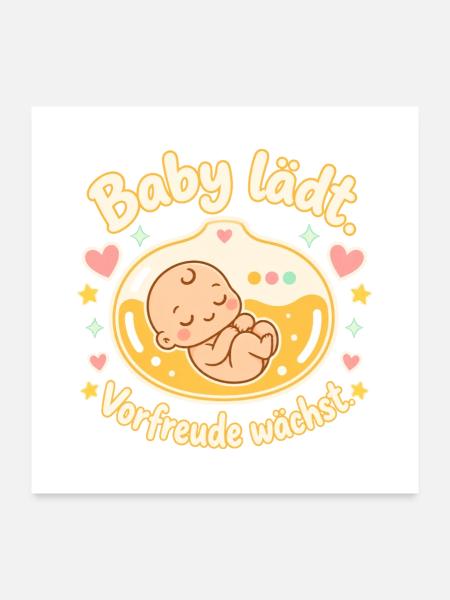 Schwangerschaft Humor Baby Loading Werdende Mama - Poster 60x60 cm - Weiß - Vorne