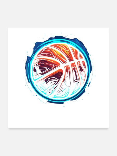 Basketball Ball Steamwave - Poster 60x60 cm - Weiß - Vorne