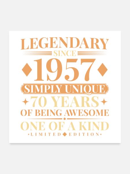 70th Birthday Simply Unique Jahrgang 1957 - Poster 60x60 cm - Weiß - Vorne