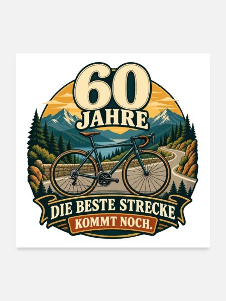 60 Jahre Die beste Strecke kommt noch - Poster 60x60 cm - Weiß - Vorne