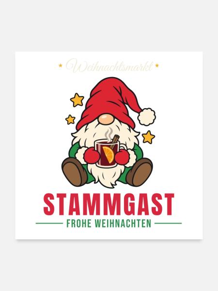 Weihnachtsmarkt Stammgast - Wichtel - Poster 60x60 cm - Weiß - Vorne