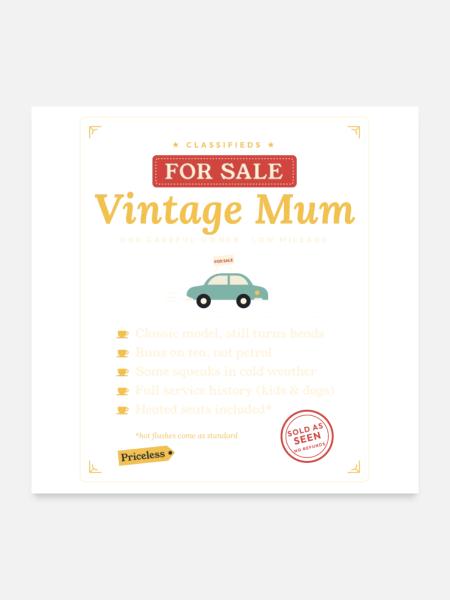Vintage-Mama zum Verkauf lustiges Mama-Geschenk-T-Shirt - Poster 60x60 cm - Weiß - Vorne