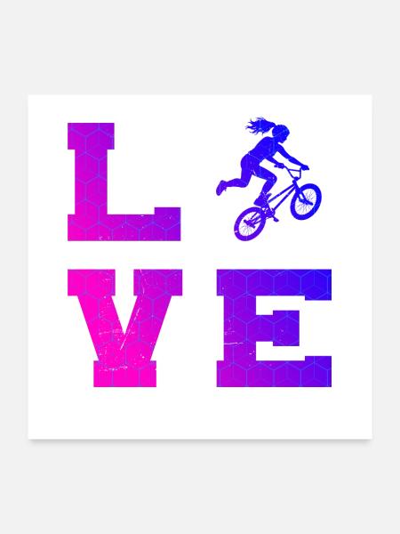 BMX-Racing Geschenkidee für die Freestyle-Fahrerin - Poster 60x60 cm - Weiß - Vorne