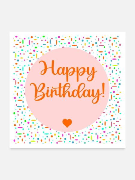 Herzlichen Glückwunsch zum Geburtstag, Herz - Poster 60x60 cm - Weiß - Vorne