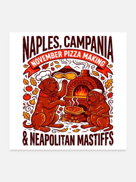 Naples Campania Pizza Making And Neapolitan - Poster 60x60 cm - Weiß - Vorne