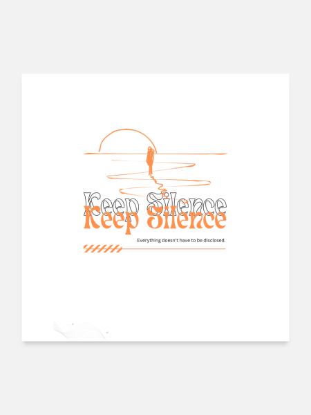 Keep Silence – Ruhe & Stille Vintage Design - Poster 60x60 cm - Weiß - Vorne