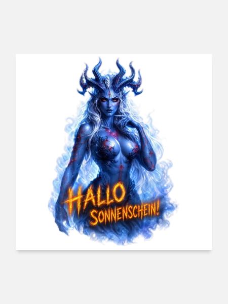 Hallo Sonnenschein! – Dämonin Design - Poster 60x60 cm - Weiß - Vorne
