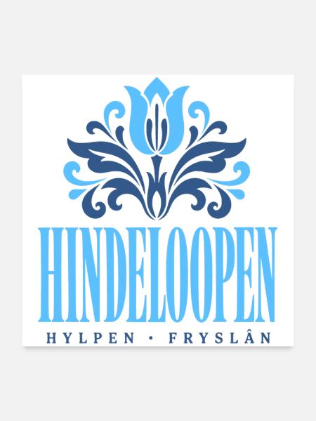 Hindeloopen Hylpen Folklore Tulpe Typo - Poster 60x60 cm - Weiß - Vorne