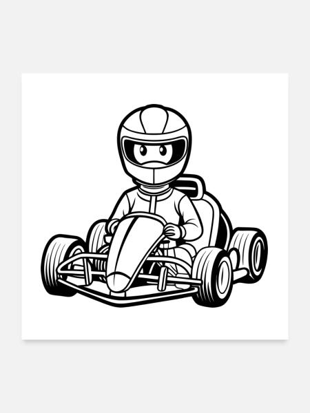 Go-Kart - Poster 60x60 cm - Weiß - Vorne