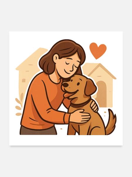 Geschenk für frischgebackene Tierheimhund-Halter - Poster 60x60 cm - Weiß - Vorne