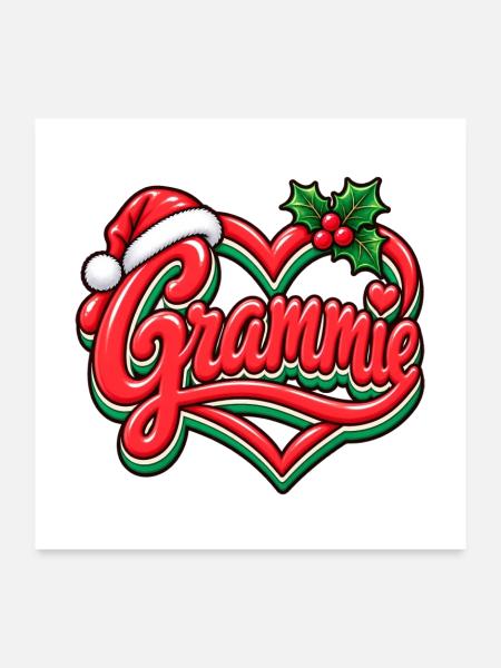 Grammie Herzweihnacht Logo - Poster 60x60 cm - Weiß - Vorne