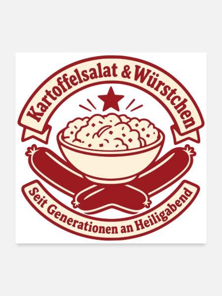 Kartoffelsalat Würstchen Heiligabend Tradition - Poster 60x60 cm - Weiß - Vorne