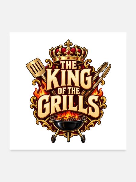The King of the Grills – König am Grill - Poster 60x60 cm - Weiß - Vorne