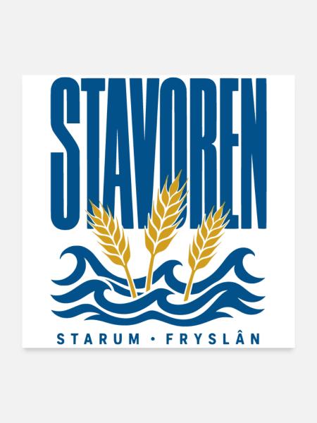 Stavoren Starum Friesland Weizen und Wellen - Poster 60x60 cm - Weiß - Vorne