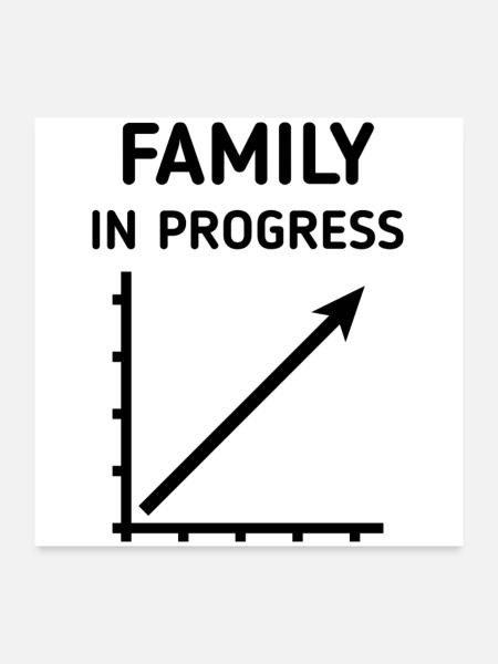 Family In Progress (Schwanger / Eltern / Black) - Poster 60x60 cm - Weiß - Vorne