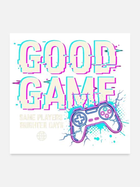 Neon Retro Game Graffiti - Poster 60x60 cm - Weiß - Vorne