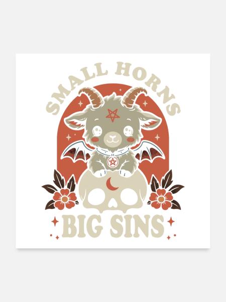 Baphomet – Kleine Hörner große Sünden - Poster 60x60 cm - Weiß - Vorne