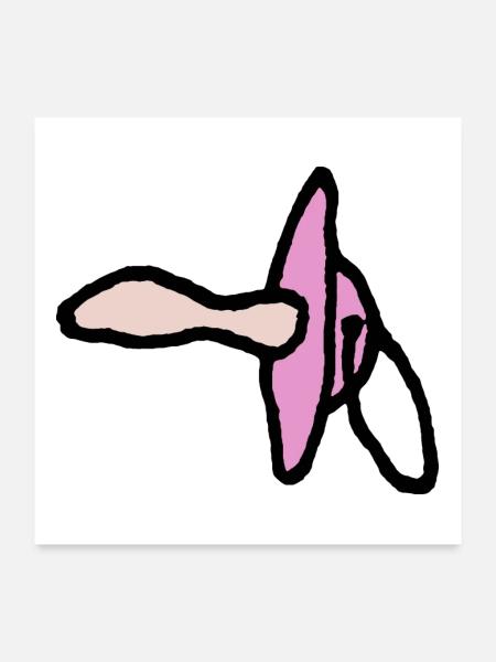 Pinker Schnuller Kleinkind Baby - Poster 60x60 cm - Weiß - Vorne
