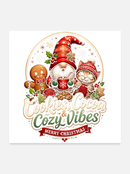 Cookies Cocoa Cozy Noël – Frohe Weihnachten - Poster 60x60 cm - Weiß - Vorne