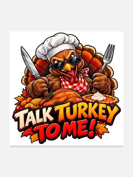 Wütender Truthahn – Der König des Thanksgiving - Poster 60x60 cm - Weiß - Vorne