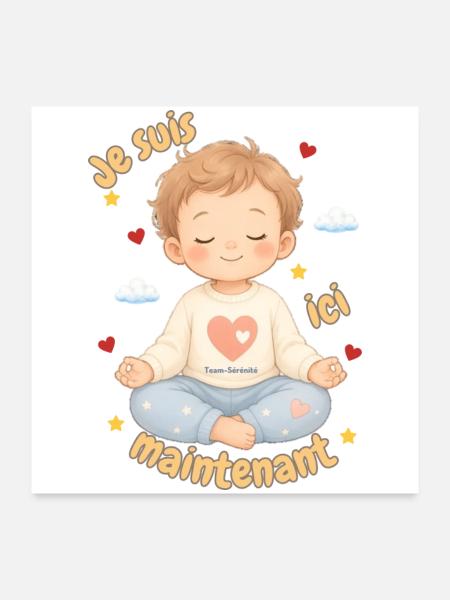 Ich bin jetzt hier, Kindermeditation - Poster 60x60 cm - Weiß - Vorne