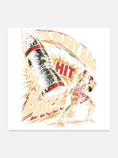 Muay Thai Thaiboxen The Heavy Bag Hit Back - Poster 60x60 cm - Weiß - Vorne