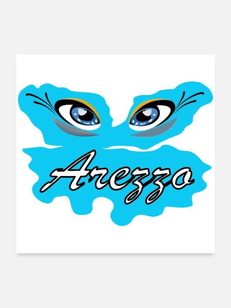 Arezza Blue Eyes-Logo auf Splash - Poster 60x60 cm - Weiß - Vorne