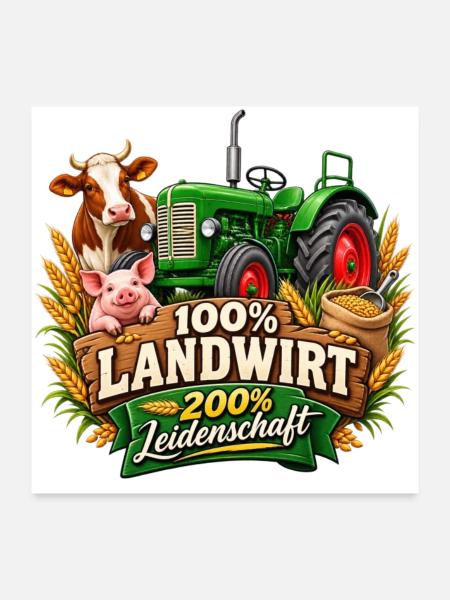 Landwirt Leidenschaft Traktor Design - Poster 60x60 cm - Weiß - Vorne
