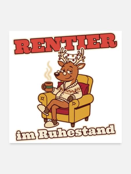 Rentier im Ruhestand Rente - Poster 60x60 cm - Weiß - Vorne