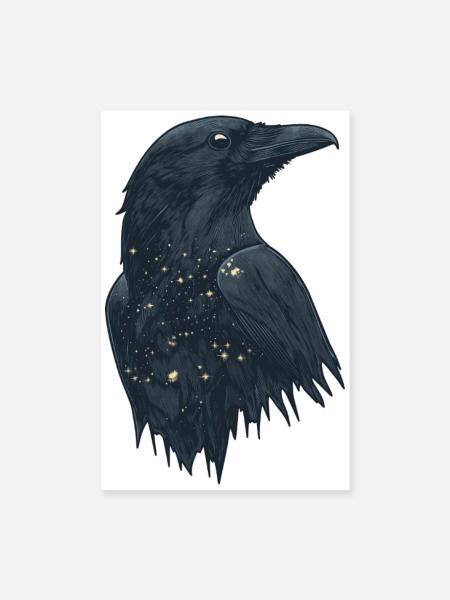 Rabe - Poster 20x30 cm - Weiß - Vorne