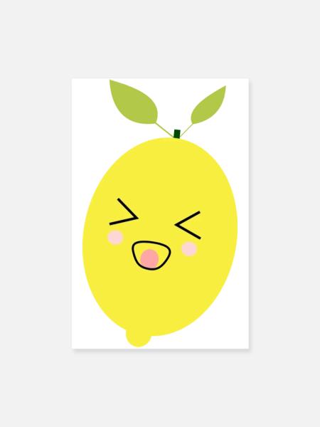 Grumpy Zitrone Geschenk Sauer Macht Mürrisch - Poster 20x30 cm - Weiß