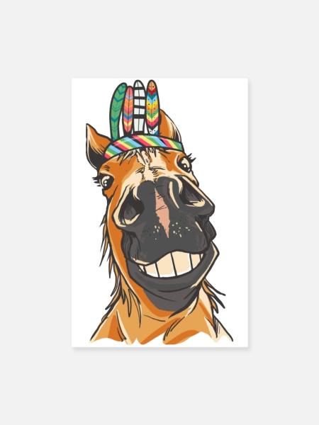 Wilder Westen Westernpferd Pferde Pferd Gaul Ross - Poster 20x30 cm - Weiß