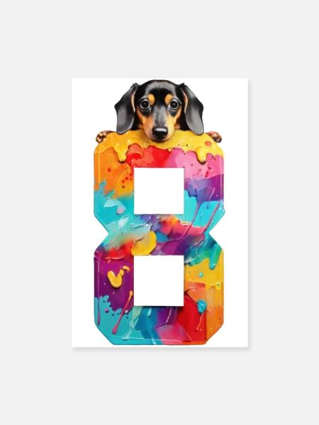 HUND 8 JAHRE DACKEL 8. GEBURTSTAG - Poster 20x30 cm - Weiß - Vorne